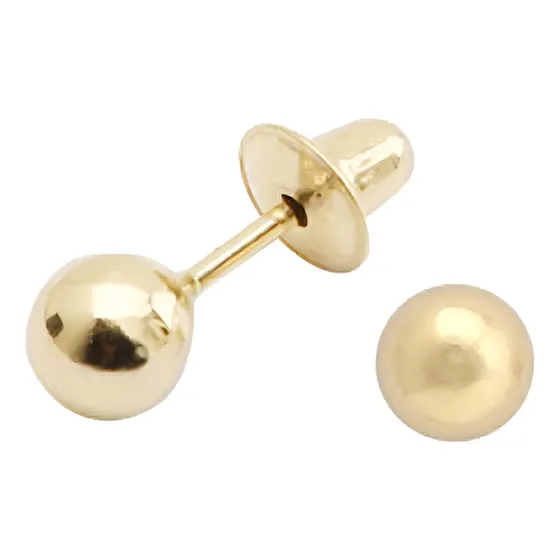 Brinco Bolinha Ouro 18k 3mm Infantil Bebê Segundo Furo