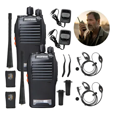 Kit 2 Radio Comunicador Baofeng 777s Walk Talk 16 Canais Radio Preto 127/220v