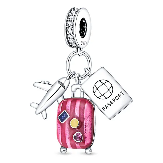 1 Pcs Dije Viajes En Avión De Plata 925 Premium Charm Color Global Travel C