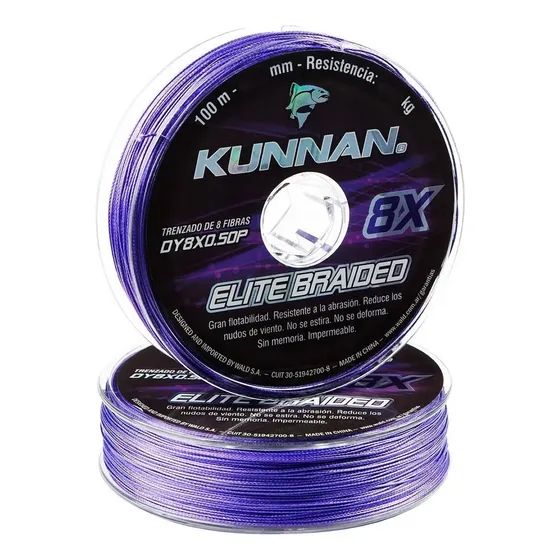 Multifilamento Kunnan 8x Elite 0.22 22.9 Kg 8 Hebras 100m Color Violeta