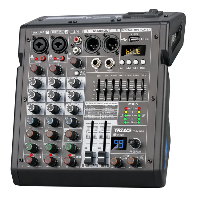 Consolas Sonido Tklbls Tds4 de mezclador mixer de 4 canales 99 efectos efectos USB MP3 ecualizador