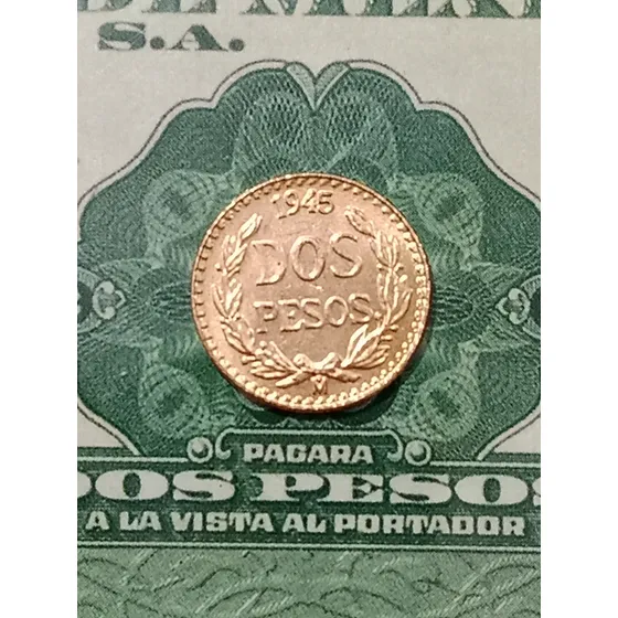 Moneda De 2 Pesos Oro Con Cápsula De Acrílico