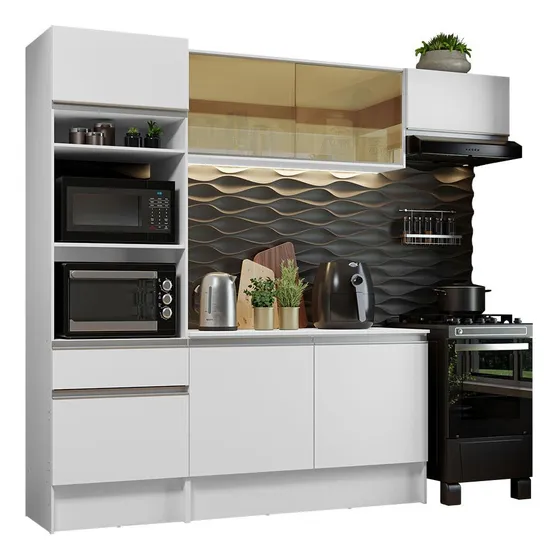 Mueble De Cocina Integral Madesa Diamante 240cm Blanco