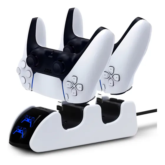 Base Dock Carregador Para Controle Ps5 Duplo Led Indicador