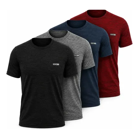 Kit 4 Camisetas Manga Curta Dry Fit Masculina Academia Slim Preto + Azul + Cinza + Vermelho G