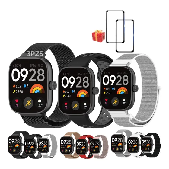3pzs Correa Acero Silicón Nylon Para Redmi Watch4 5 + 2 Mica