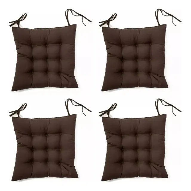4pz Cojín Silla 40x40 Comedor Suave Antideslizante Decor Chocolate Poliéster Algodón