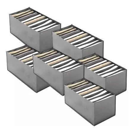 Pack X6 Organizador De Pantalones Caja Organizadora Closet Color Gris X6