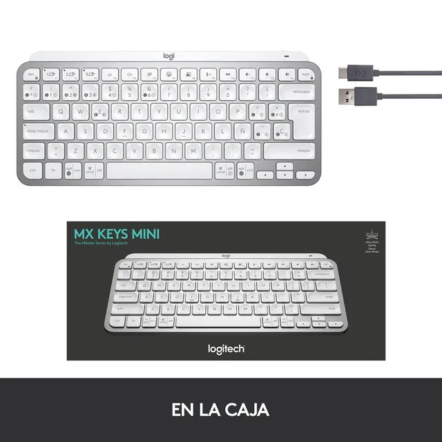 Teclado bluetooth Logitech Master Series QWERTY español color gris pálido con luz blanca