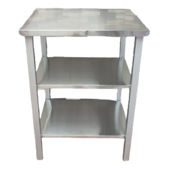 Mesa Mesón Acero Inoxidable 60x50 Doble Entrepaño Industrial
