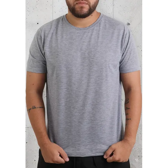 5 Camisetas 100% Poliéster Cinza Mescla Sublimação Atacado