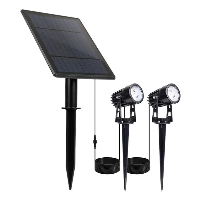 Pack X 2 Estacas Led Con Panel Solar Jardines Parques Ip65