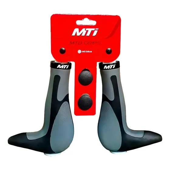 Puños Bicicleta Mti Lock-on Con Cuernitos Anatomicos Color Negro