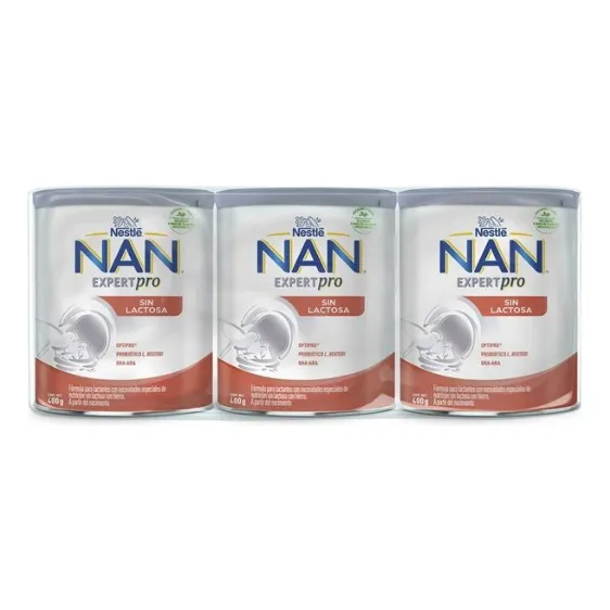 Fórmula Infantil Nan Expert Pro Sin Lactosa 3 Latas 400 G