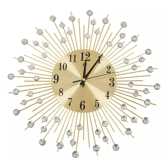 & Reloj De Pared Redondo Decorativo Con Diamantes, Metal,