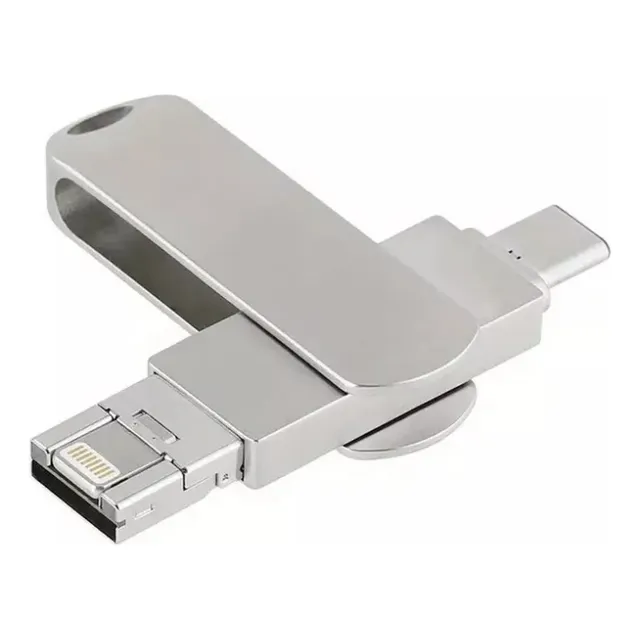 Pendrive 64gb Otg Usb Tipo C + Lightning Compatible iPhone
