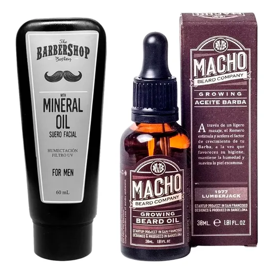 Kit X2 Tónico + Aceite Mineral Macho Beard Crecimiento Barba