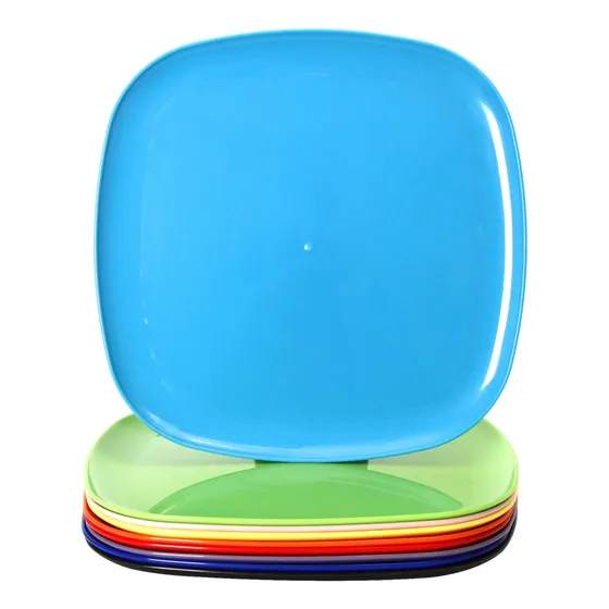 9 Plato Plastico 12  Cuadrado S Llano Juego Color