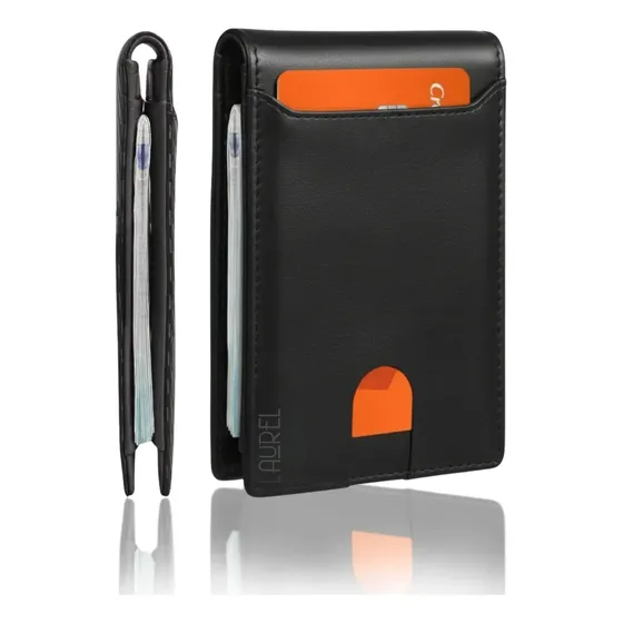 Carteira Masculina Mágica Pequena Slim Antifurto Rfid Luxo Cor Preto Desenho Do Tecido Couro