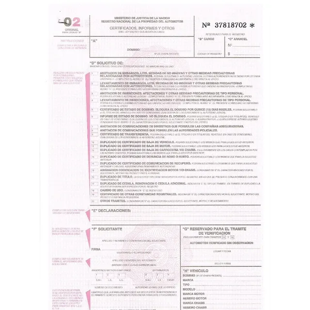 Formulario 02 Automotor **envio En El Dia**