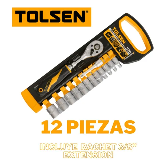 Juego De Dados Con Rachet 3/8  De 12 Piezas Mod15151, Tolsen