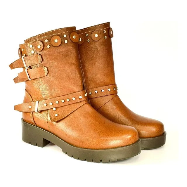 Bota De Cuero Marron By Valeria Mazza 2510 Mujer