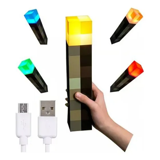 Lámpara Antorcha Minncraft Led   Recargable De Mano O Pared