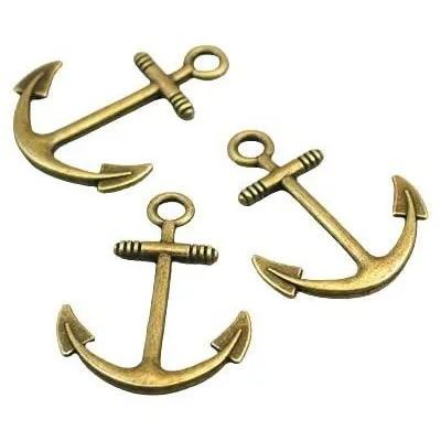 14 Barco Ancla Encanto Metal Doble Cara Bronce Antiguo  25