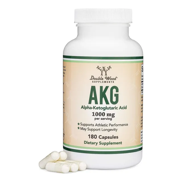 Double Wood Akg Alpha-ketoglutaric Acid 1000 Mg 180 Cáps Sabor Sin Sabor
