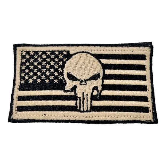 Parche Bordado Bandera Eeuu Coyote Negro Punisher Abrojo Usa