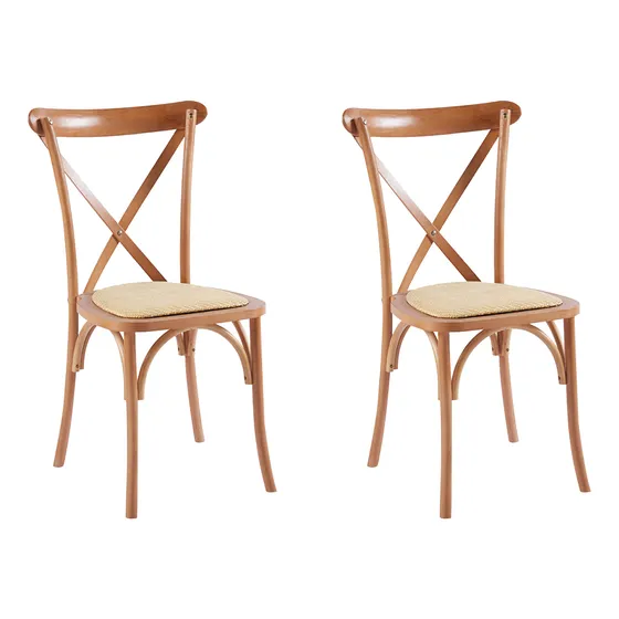 Pack 2 Sillas Crossback Madera Rattan Venhoouse