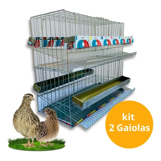Kit 2 Gaiolas De Codorna Poedeira Viveiro Completo 20 Aves