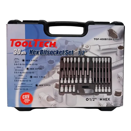 Maleta De 30 Dados Hexagonal Allen Tooltech Encastre 1/2
