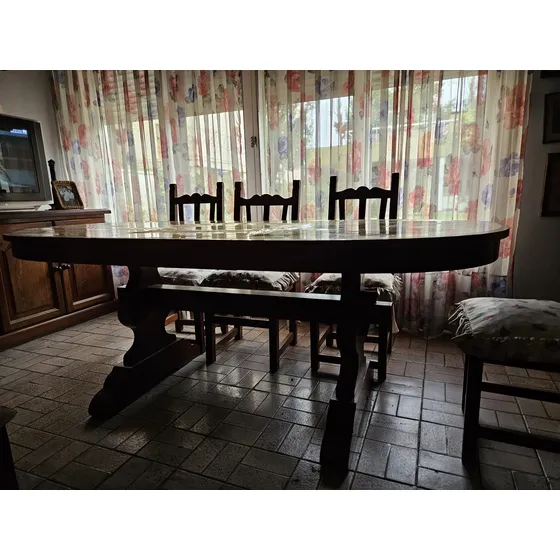 Juego Mesa Ovalada 6 Sillas 2 Silloncitos Se Agranda 1 X 2 M
