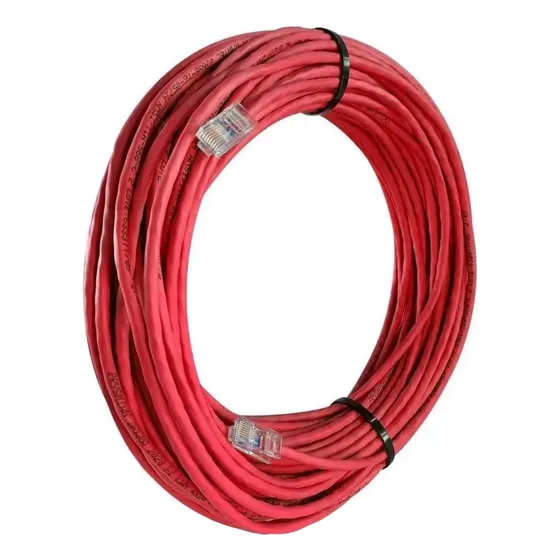 Cabo De Rede Cat 6 C/ Conector 50 Metros Mpt 23awg Vermelho