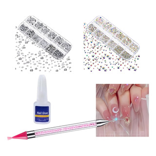 Kit Pedrinhas Unhas Furta-cor E Prata + Cola + Caneta Strass Kit Pedrinhas Unhas Furta-cor E Prata + Cola + Caneta Strass