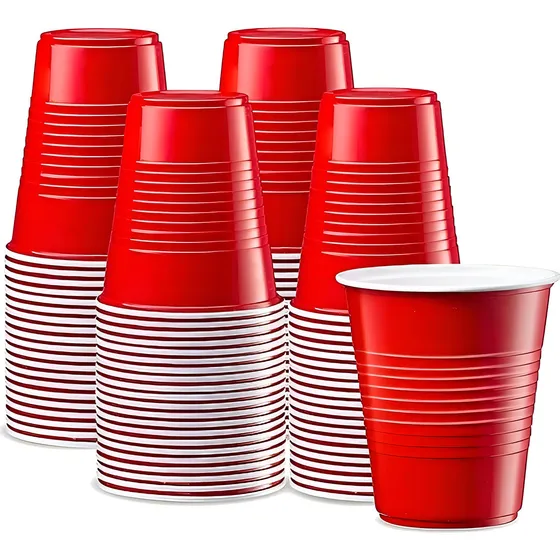 50 Vasos Plasticos Vaso Desechable Grande Bicolor 16oz/473ml Color Rojo