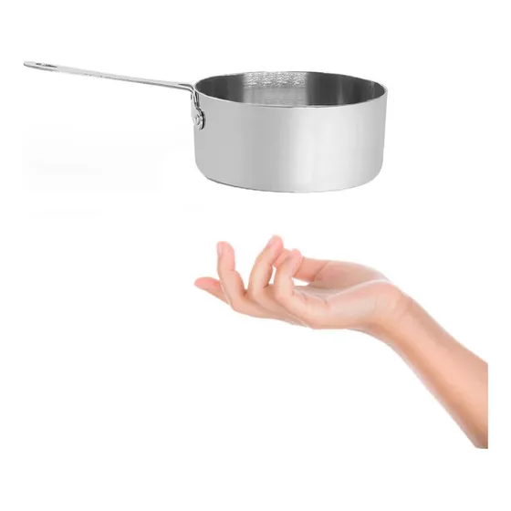Panela Mini Cabo Aço Inox Entrada Molho Couvert Buffet 500ml