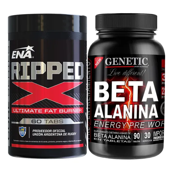 Ripped X 60 Tabs + Beta Alanina 90 Tabs Resistencia Genetic