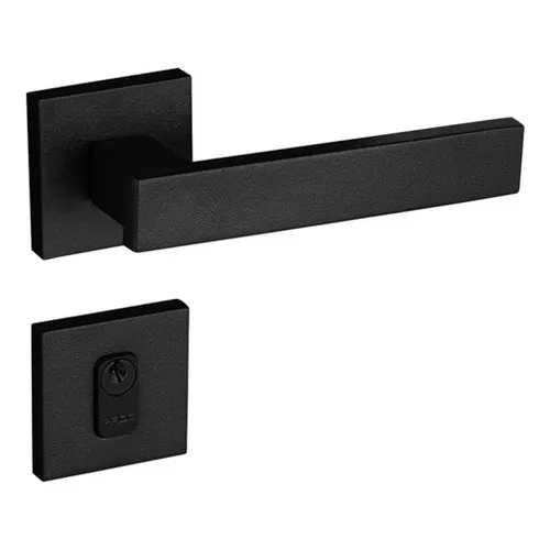 Fechadura Externa Pado Retro Roseta Quadrada Preta 55mm