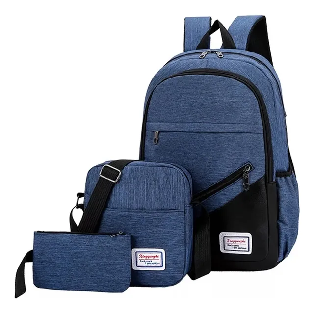 Kit 3 En 1 Mochila Bandolera Antirrobo Laptop Porta Botella