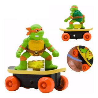 Boneco Tartaruga Ninja Michelangelo Com Skate De Dedo Acorda Boneco Tartaruga Ninja Michelangelo Com Skate De Dedo Acorda