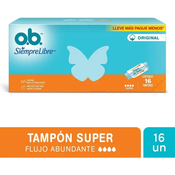 Tampones Ob Siempre Libre original super caja con 16 unidades