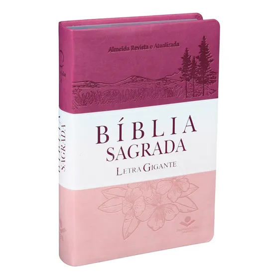 Bíblia Sagrada Letra Gigante Capa Couro Sintético Triotone Pink Almeida Revista E Atualizada Editora Sociedade Bíblica Do Brasil Tapa Dura en Português 2016