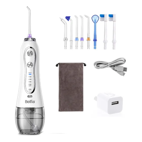 Irrigador Bucal Ducha Dental Water Hf-6 Belfia 5 Niv 8 Picos Color Blanco