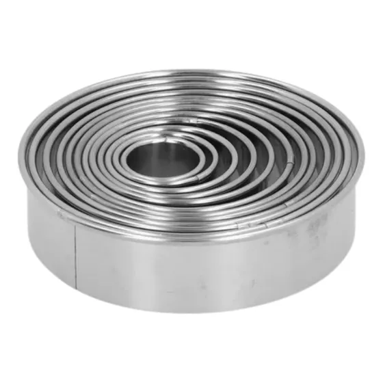 Molde Corte Oco 5pçs Círculo Redondo Aço Inox Biscoito Massa