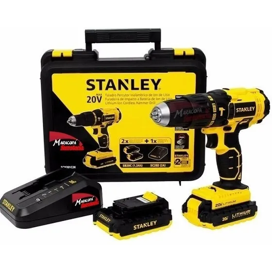 Taladro Percutor Atornillador Stanley Litio 20v C/2 Baterías
