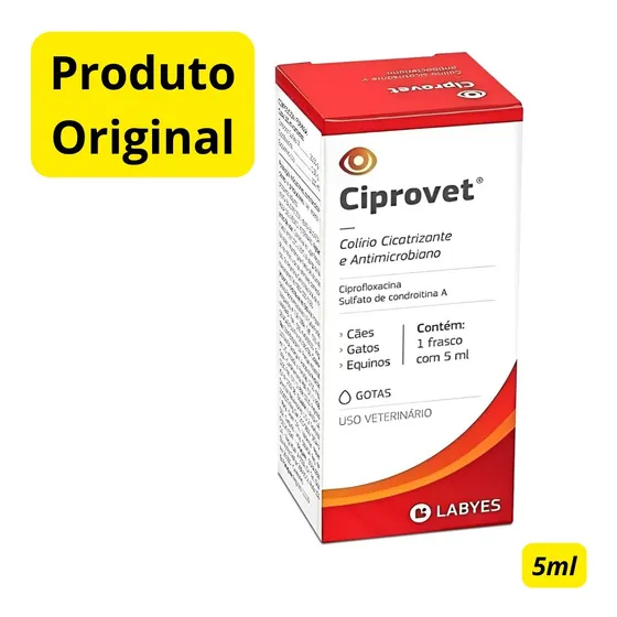 Ciprovet Labyes 5ml Colirio Antibacteriano P/ Cachorro Gato