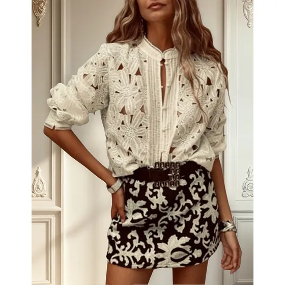 Camisa Broderie Calada Mujer Blanca Bordada Camisola Boho