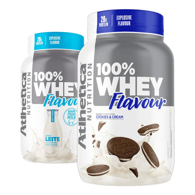 Kit 2x 100% Whey Flavour Pote 900g - Atlhetica Nutrition Kit 2x 100% Whey Flavour Pote 900g - Atlhetica Nutrition